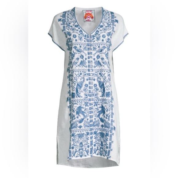 Johnny Was Dresses & Skirts - Fabulous Johnny Was Harriet linen peacock bird embroidered kaftan dress.
